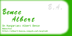 bence albert business card